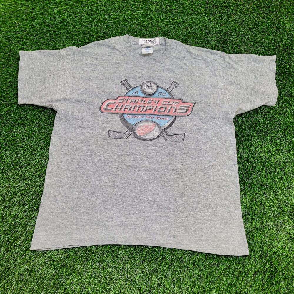 VTG Pro Player Detroit Red-Wings T-Shirt XL Stanley-Cup Distressed Thrashed 90s